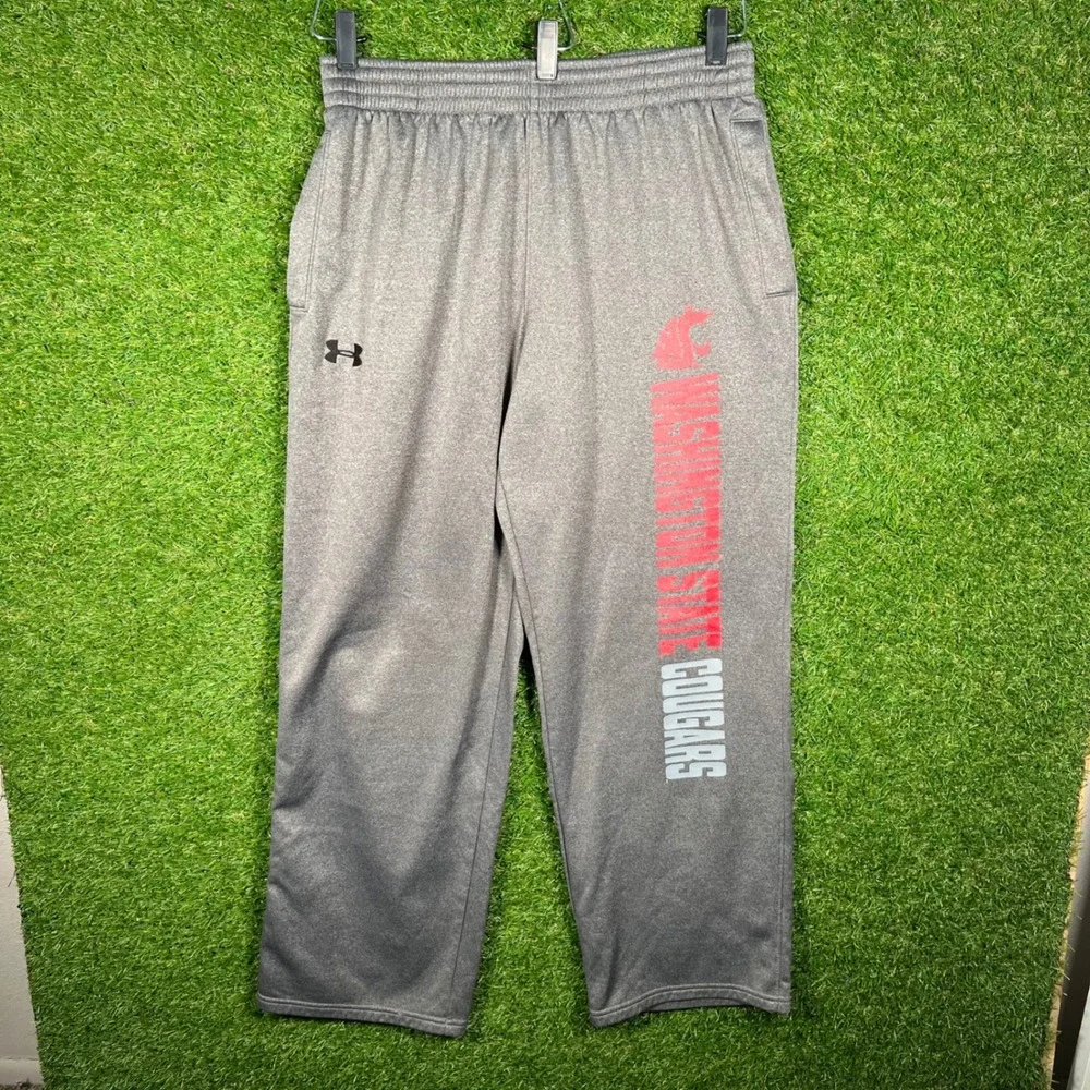 Under Armour Washington State Cougars Sweatpants Mens Large Gray WSU Fleece